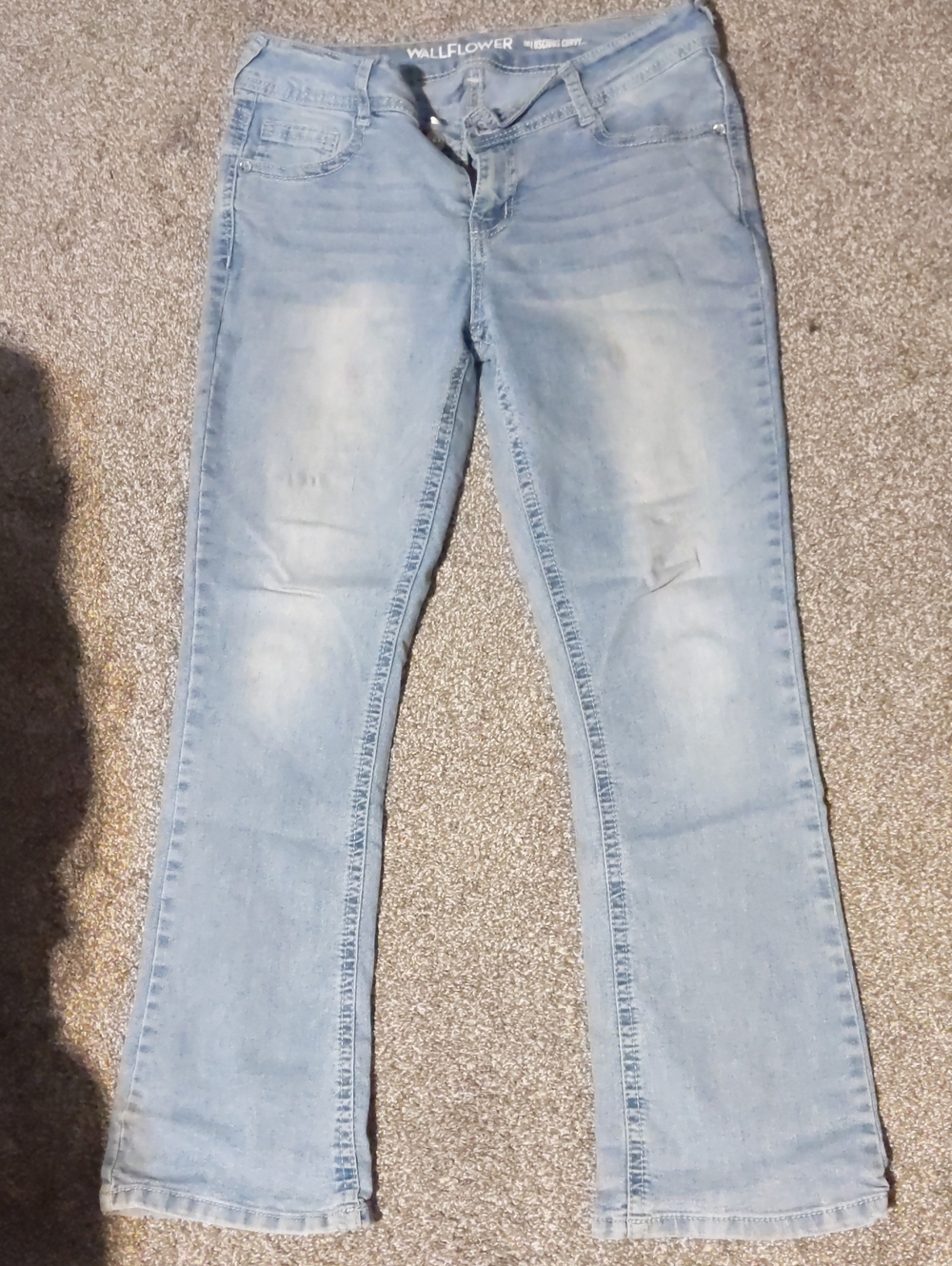 Wallflower Light Wash Flare Jeans - Pale Blue